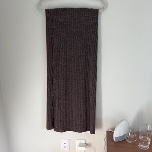 SHEIN Brown Ribbed Midi Pencil Skirt for Work